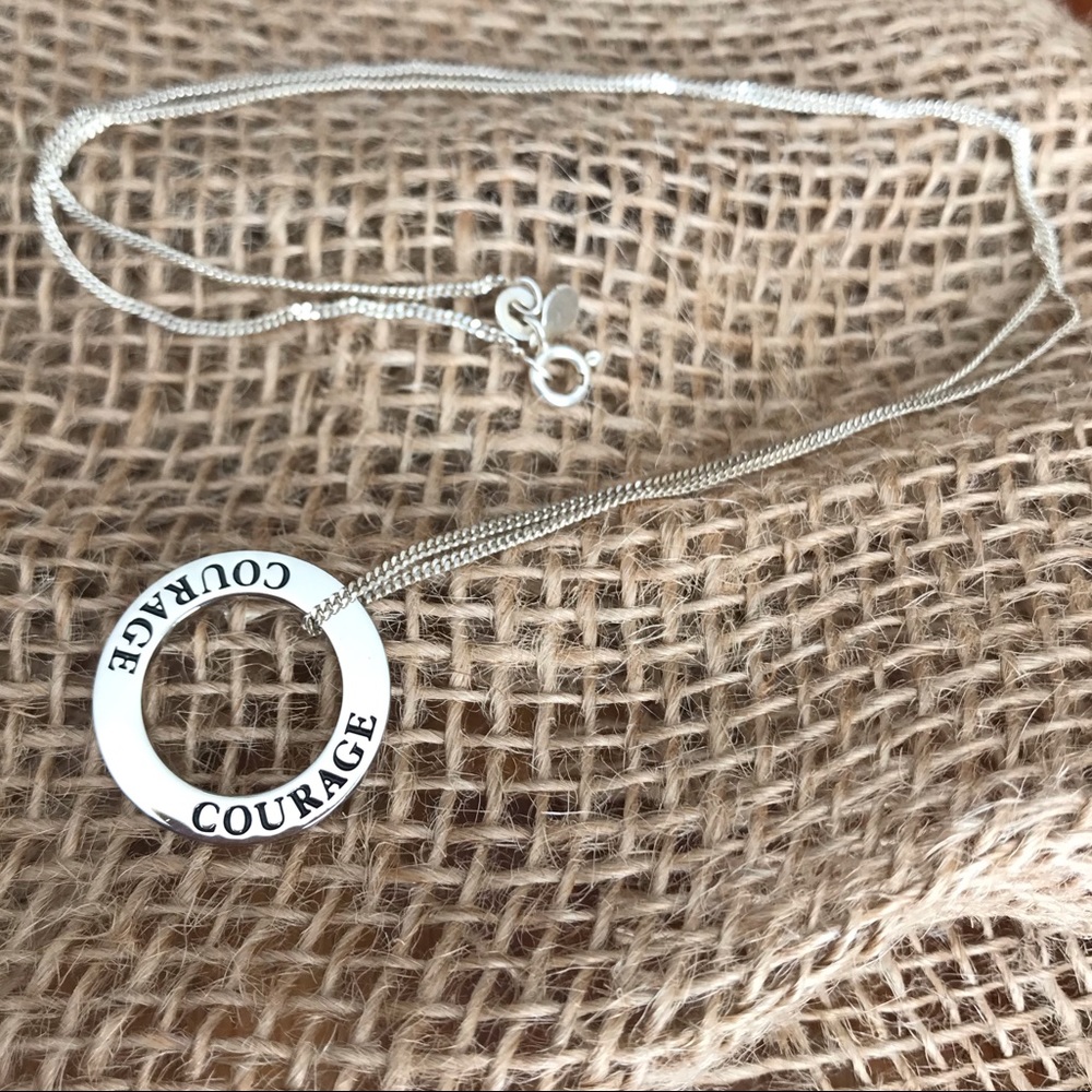 Silver ‘Courage’ Pendant & Ster. Silver 20” Chain